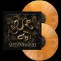 Text: "CATCH THIRTYTHREE, MESHUGGAH". Cover mit schlangenartigem Motiv, zwei orangefarbene Schallplatten sichtbar., 2 LPs