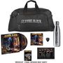Tasche mit "Serious Black", Flasche, CD, Sticker, Plektrum, "Merch Pass". Bandfoto. "MOCKUP - FINAL DESIGN MAY VARY!"