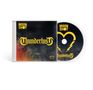 "Moon Shot" und "Thunderlust" in gelber Schrift auf einem CD-Cover und einer CD, mit einem Herz- und Blitzsymbol.