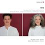 1878: Sonaten für Klavier und Violine von Maier, Brahms, Fuchs. Links Mann, rechts Frau, beide in Weiß, roter Hintergrund., CD