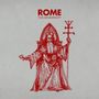 ROME. THE HIEROPHANT. Eine rote Illustration eines thronenden, bärtigen Mannes in robuster Kleidung., CD
