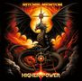 „Ritchie Newton. Higher Power.“ Ein Drache vor einem feurigen Hintergrund mit leuchtenden Augen und ausgebreiteten Flügeln., LP