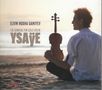"ELVIN HOXHA GANIYEV: SIX SONATAS FOR SOLO VIOLIN YSAYE" steht neben einem Mann am Strand mit einer Geige.