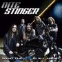 "NITE STINGER" und "WHAT THE NITE IS ALL ABOUT". Fünf Männer in Lederjacken posieren mit einem Motorrad., CD