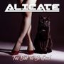 Text: "ALICATE" oben, "Too Bad To Be Good" unten. Beine in Netzstrümpfen mit roten Schuhen, schwarze Katze daneben., CD