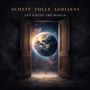 "SCHEFF TOLLE ADRIAENS" und "LET'S STOP THE WORLD". Eine geöffnete Tür zeigt den Planeten Erde im Weltraum., CD
