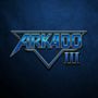 „ARKADO III“ in blauer metallic Schrift vor dunkelblauem Hintergrund, isometrisch und teils dreieckiges Design., CD