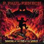 „P. Paul Fenech“ oben, „Dancing at the End of the World“ unten. Illustration: Marionette vor flammendem Hintergrund.