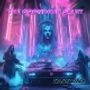 „Get Over Here“ in Neonfarben. Illustration mit Auto, Silhouetten und Totenkopf, alles in leuchtendem Pink und Blau., LP