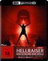 Text: "4K Ultra HD", "Die blutige Neuverfilmung", "Hellraiser", "Das Schloss zur Hölle", "FSK ab 18". Illustration: Person mit Ketten.