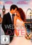 "WEDDING DATE, Männer sind zum Mieten da." Zwei Personen in eleganter Kleidung lächelnd vor Londoner Hintergrund., DVD