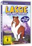 Text: Lassie und ihre Freunde, Die komplette Serie auf 2 DVDs. Illustration von Lassie vor einer Berglandschaft.