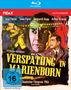 "VERSPÄTUNG IN MARIENBORN". Darunter Gesichter und Szenen im Stil eines gemalten Filmplakats. FSK 16 Symbol., Blu-ray Disc