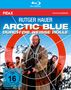 "Arctic Blue - Durch die weiße Hölle" zeigt Männer in winterlicher Landschaft. Blu-ray Hülle. FSK ab 16 Logo., Blu-ray Disc