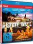 Blu-ray-Hülle von "Die letzte Insel". Menschen sitzen vor einem gestrandeten Flugzeug, umgeben von tropischer Landschaft., Blu-ray Disc