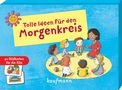Text: "Tolle Ideen für den Morgenkreis", "40 Bildkarten für die Kita"
Illustration: Kinder sitzen mit einem Lehrer im Kreis. Ein lächelndes Sonnen-Logo., Diverse