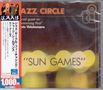 „JAZZ CIRCLE“, „SUN GAMES“. Japanische Schriftzeichen auf einem roten Streifen links. Illustration im oberen Bereich., CD