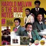 HAROLD MELVIN & THE BLUE NOTES, BE FOR REAL. Fünf Männer in Anzügen, Albumcover und CDs unten abgebildet.