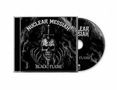 "Nuclear Messiah Black Flame." Ein Cover mit Schädel, Flammen und Schwert. CD daneben platziert., CD