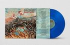 "SHANE EMBURY" und "RISE TO BECOME" auf Albumcover mit abstrakter Kunst: Brücke, Feuer, blauer Himmel; blaue Schallplatte., LP