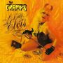 „The Cramps“, „A Date with Elvis“. Eine Person mit blonder Perücke, Hörnern, in glamourösem Outfit auf orangem Hintergrund., LP