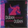 "Duran Duran", "Girls on Film", "Complete 1979 Demos featuring Andy Wickett", japanische Schriftzeichen, pink-blaues Design., LP