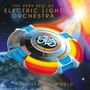 Texte: "THE VERY BEST OF ELECTRIC LIGHT ORCHESTRA", "ALL OVER THE WORLD". Illustration eines Raumschiffs über der Erde., CD
