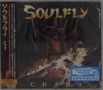 "SOULFLY" oben, "CHAMA" unten, Rahmen eines Feuers im Hintergrund, seitlicher Text in Japanisch, blaues "NEW MUSIC FRIDAYS"-Sticker., CD