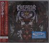 "Krushers of the World", "Kreator", rotes Banner mit japanischem Text, blaues "New Music Fridays" Zeichen, düsteres Artwork., 2 CDs