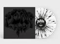 "Duran Vornak" auf einem Schallplattenlabel. Schwarze, organische Muster auf weißem Vinyl, schwarze Hülle., LP