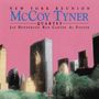 "NEW YORK REUNION McCOY TYNER QUARTET Joe Henderson Ron Carter Al Foster." Skyline vor rosa Himmel.