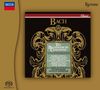 Text: "Bach", "The Brandenburg Concertos", "Academy of St Martin", "Neville Marriner". Verzierter Rahmen, klassisches Design.