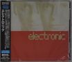 Text: „electronic“. Oben dezent zwei Gesichter. Links japanischer Text und „FOREVER YOUNG“ in Blau., CD