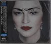 Cover mit dem Text "MADONNA" und "MADAME X". Portrait einer Frau mit roten Lippen und blauen Augen. Japanischer Text links., CD