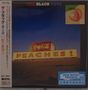 "The Black Keys", "PEACHES!", japanische Zeichen links, "New Music Fridays". Ein Foto mit einem Peaches-Schild., CD