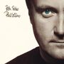 "Both Sides Phil Collins" in Handschrift. Nahaufnahme eines Gesichts mit eindrucksvollem, blauem Auge. Minimalistisches Design.