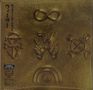 Japanische Schriftzeichen links, goldener Hintergrund. Oben Unendlichkeitszeichen, unten Symbole: Hände, Werkzeuge, Regenbogen., CD