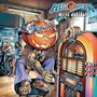 „Helloween Metal Jukebox“: Eine Illustration zeigt eine Halloween-Kürbisfigur, die eine Jukebox bedient, im Stil eines Diners., CD