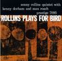 "Rollins Plays for Bird" von Sonny Rollins Quintet. Dunkles, abstraktes Design mit runden, orangenen Formen.