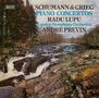 Texte: "Schumann & Grieg Piano Concertos", "Radu Lupu", "London Symphony Orchestra", "André Previn". Waldlandschaft mit Fluss., CD