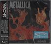 "METALLICA", "LOAD", Text in japanischer Schrift. Abstrakte Kunst mit roten und schwarzen Flüssen.