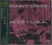 "SONNY CRISS JAZZ - U.S.A." Großes Foto eines Mannes mit Saxophon, in einem Aufnahmestudio., CD