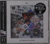 "THE SINGLES COLLECTION" unten, Collage aus Album-Covern und Schallplatten, "M" oben, links Text auf Japanisch., CD