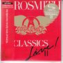 "AEROSMITH CLASSICS LIVE II". Rotes Cover mit goldfarbenem Logo. Japanische Schriftzeichen links, Hochglanz-Aufkleber oben rechts.