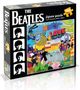 "The Beatles", 1000-teiliges Puzzle. Buntes, psychedelisches Design mit einem gelben U-Boot und den Bandmitgliedern.