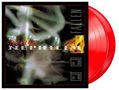 Text: "NEPHILIM", "FALLEN". Zwei rote Vinyl-Schallplatten im Hintergrund, abstrakte und verschwommene grafische Elemente., 2 LPs