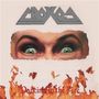 Logo "Cronos", darunter ein Gesicht mit weit aufgerissenen Augen, Text "Dancing in the Fire" vor Flammen., CD