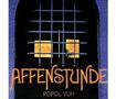 Text: "AFFENSTUNDE" und "POPOL VUH". Illustration eines Gefängnisgitters mit gelb-orange leuchtendem Hintergrund., LP