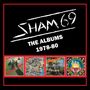 "SHAM 69: THE ALBUMS 1978-80". Vier Albumcover in einer roten Umrandung., 4 CDs