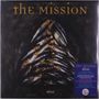 Text: "The Mission", "Blue". 

Ein dunkles, gemaltes Fischarrangement in Dreiecksform., LP